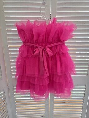 Charmed Hearts Strapless Pink Tulle Mesh Party Mini Dress Size Small